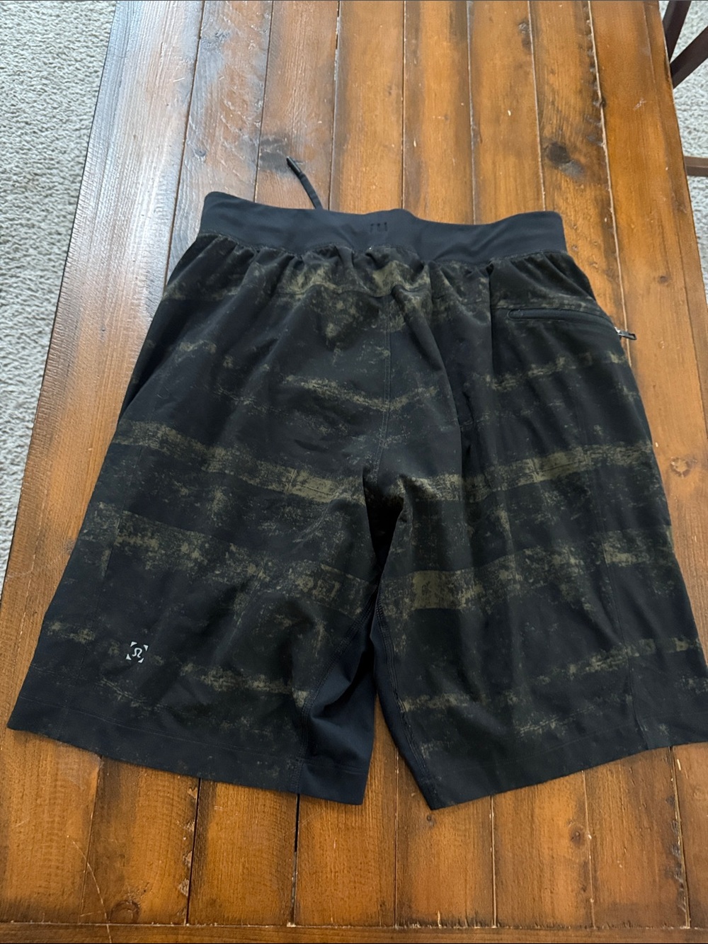lululemon athletica Black with Olive-Striped Men's Athletic Shorts